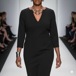 Size 24 VENUS Black Midi Dress